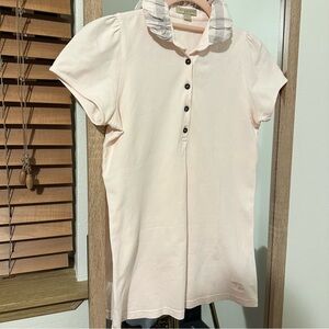 Burberry Brit Light Pink Polo Shirt Nova Check Collar Size S Like New